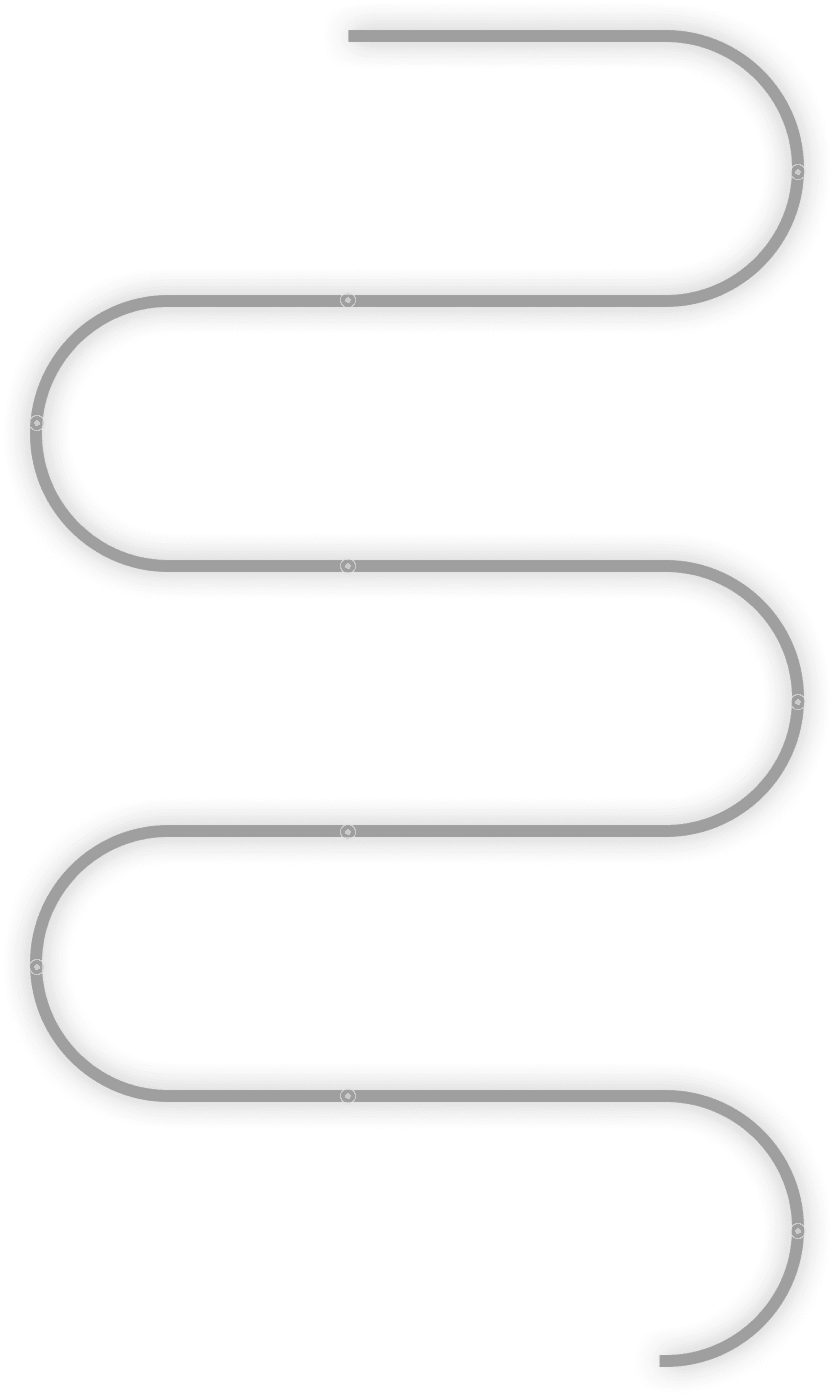 A simple curved line with circular points, resembling a path or track