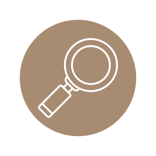 Magnifying glass icon on a beige background