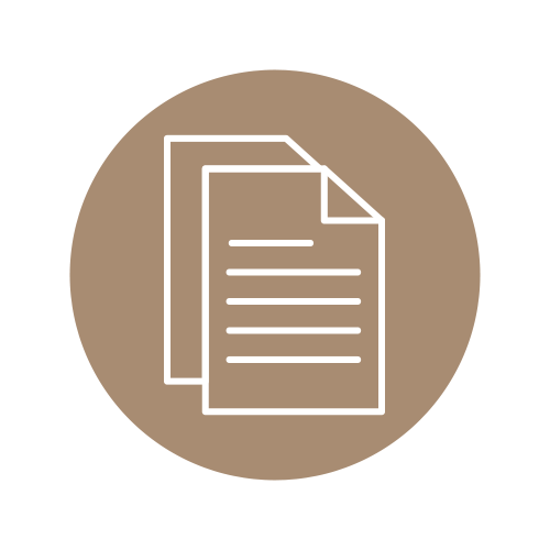Icon of two overlapping documents with text lines on a beige background